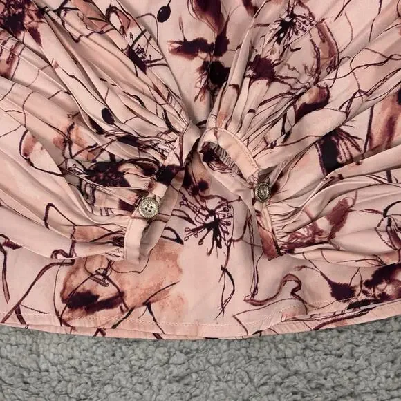 by Anthropologie Henley Blouse Multicolor Flowy Top sz Medium office career boho - Picture 10 of 10